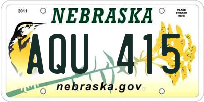 NE license plate AQU415
