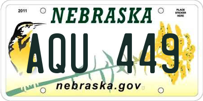 NE license plate AQU449