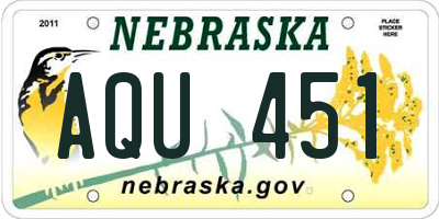 NE license plate AQU451