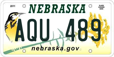 NE license plate AQU489