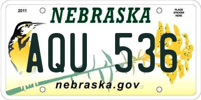 NE license plate AQU536