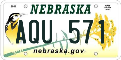 NE license plate AQU571