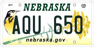 NE license plate AQU650