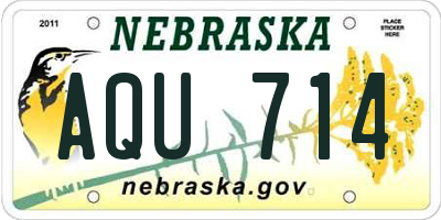 NE license plate AQU714