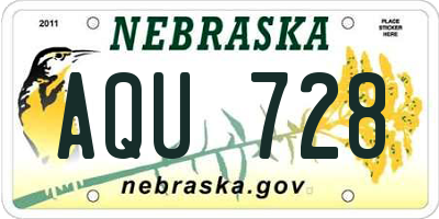 NE license plate AQU728