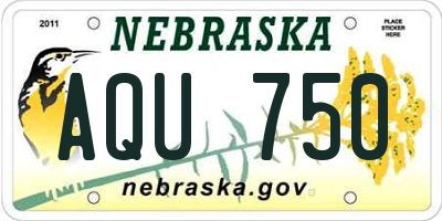 NE license plate AQU750