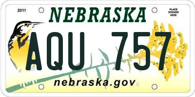 NE license plate AQU757