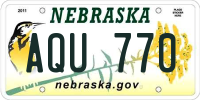 NE license plate AQU770