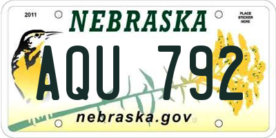 NE license plate AQU792