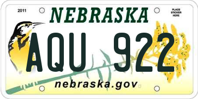 NE license plate AQU922