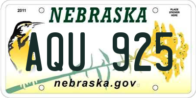 NE license plate AQU925