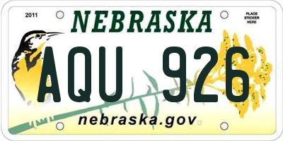 NE license plate AQU926