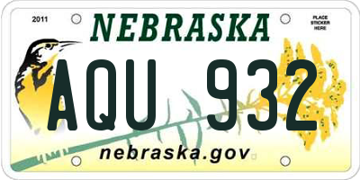 NE license plate AQU932
