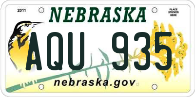 NE license plate AQU935