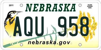 NE license plate AQU958