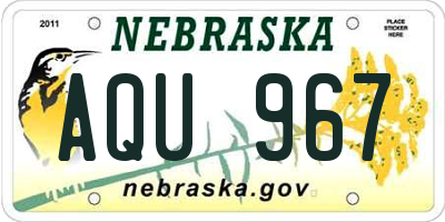 NE license plate AQU967