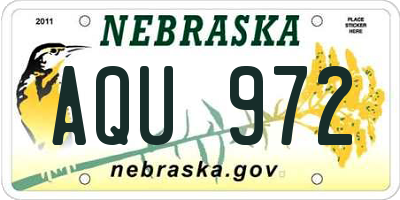 NE license plate AQU972