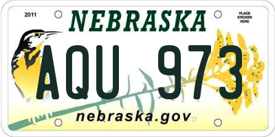 NE license plate AQU973