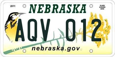 NE license plate AQV012