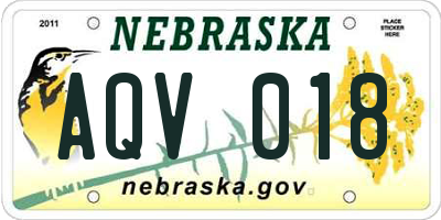 NE license plate AQV018