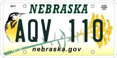 NE license plate AQV110