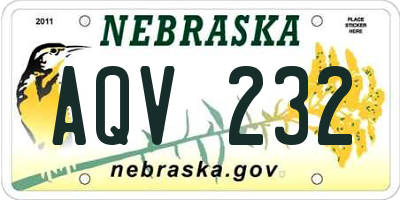 NE license plate AQV232