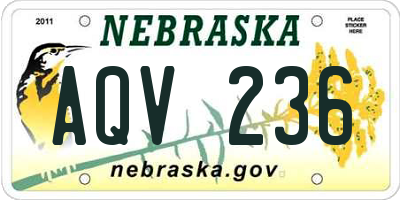 NE license plate AQV236