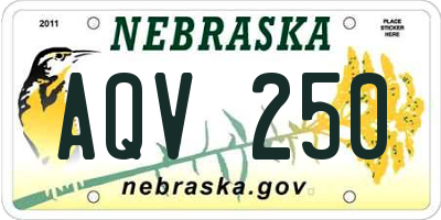 NE license plate AQV250