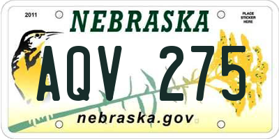 NE license plate AQV275
