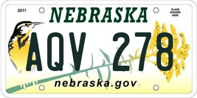 NE license plate AQV278