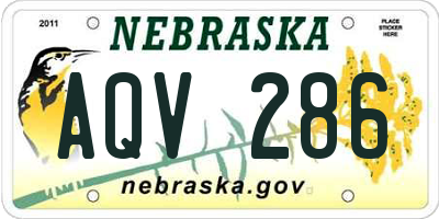 NE license plate AQV286