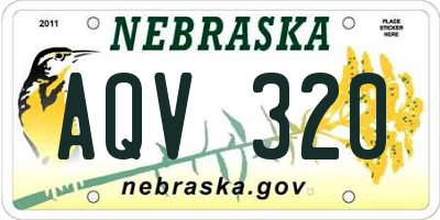NE license plate AQV320