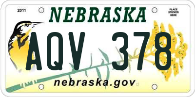 NE license plate AQV378