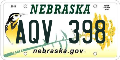 NE license plate AQV398