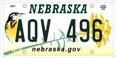 NE license plate AQV496