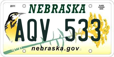 NE license plate AQV533