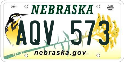 NE license plate AQV573