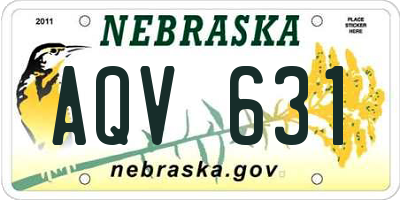 NE license plate AQV631