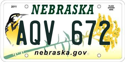 NE license plate AQV672