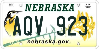 NE license plate AQV923