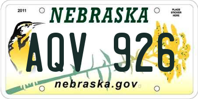 NE license plate AQV926