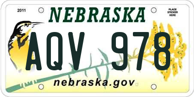 NE license plate AQV978