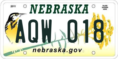 NE license plate AQW018
