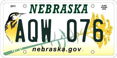 NE license plate AQW076