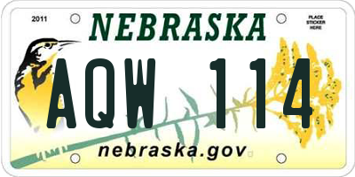 NE license plate AQW114