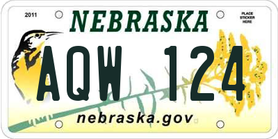 NE license plate AQW124