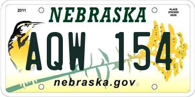 NE license plate AQW154