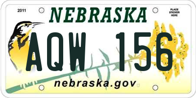 NE license plate AQW156