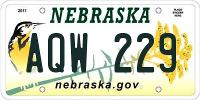 NE license plate AQW229