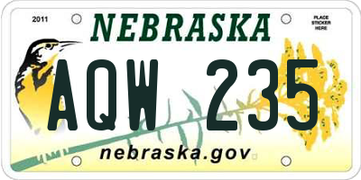 NE license plate AQW235
